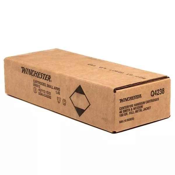 Winchester USA .40 S&W 180 gr FMJ 1020 fps 500/ct