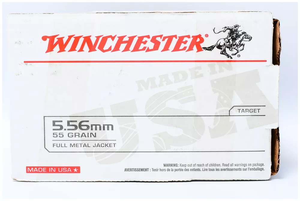 Winchester USA 5.56mm 55-Grain FMJ Target Ammunition, 200 Rounds