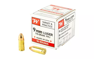 Winchester USA 9mm Luger 115gr FMJ Ammunition - 50 Rounds