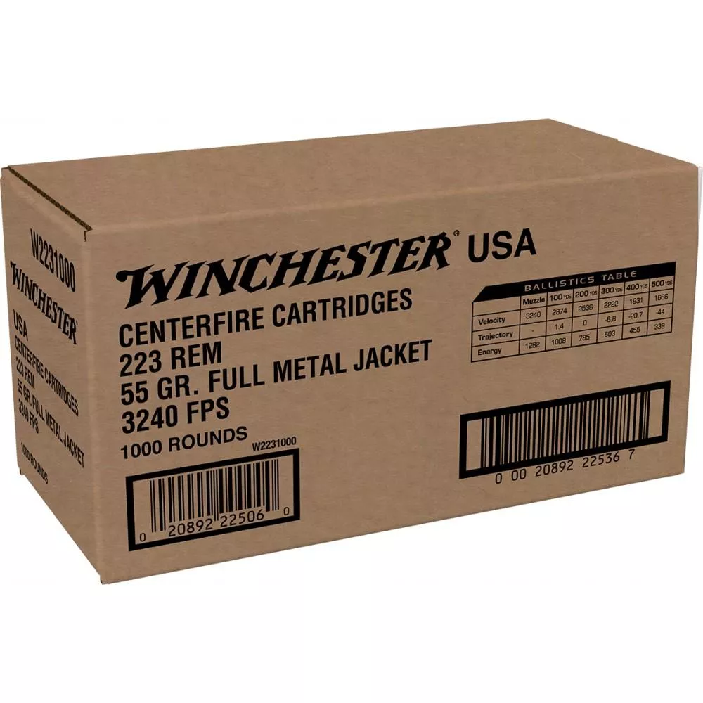 Winchester USA Lake City .223 Remington 55gr FMJ - 1000 Rounds
