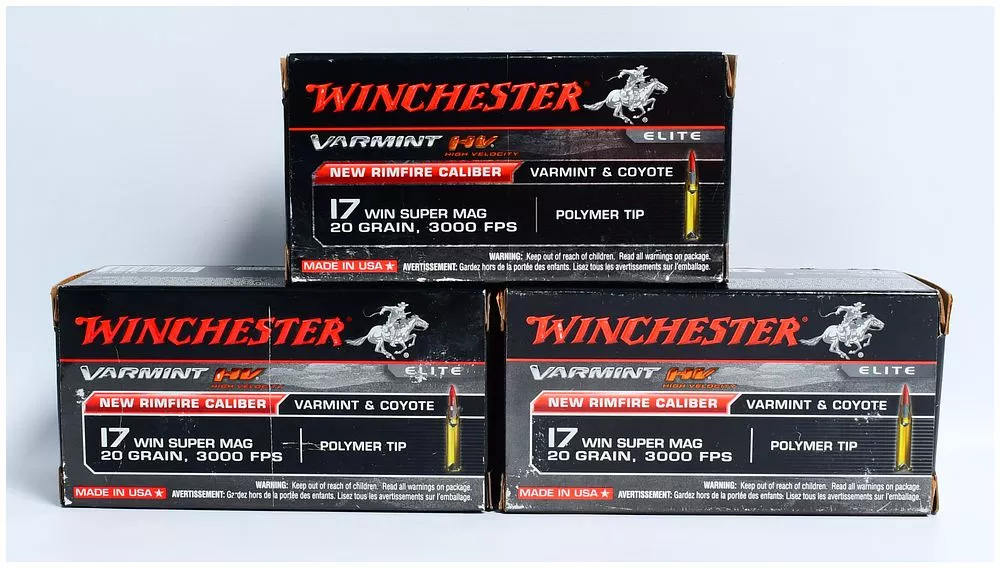 Winchester Varmint HV 17 Win Super Mag 20 Grain Polymer Tip Rimfire Ammunition, 150 Rounds