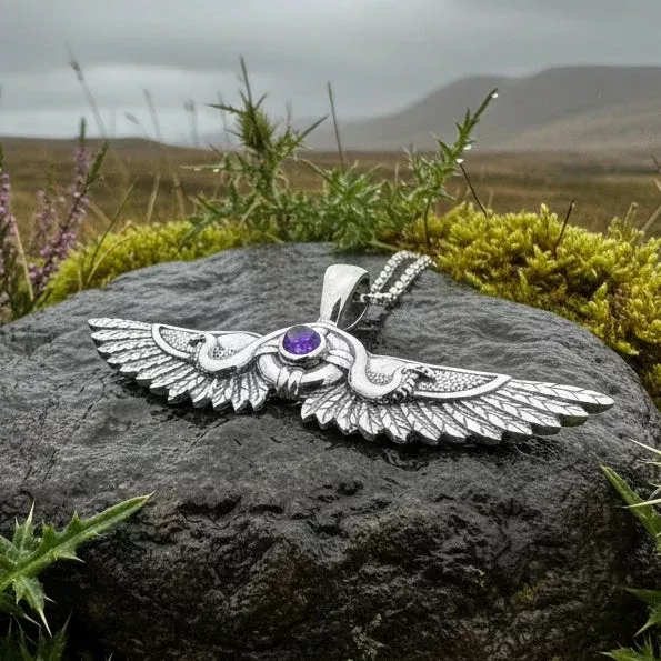 Winged Sun Egyptian Pendant in Sterling Silver