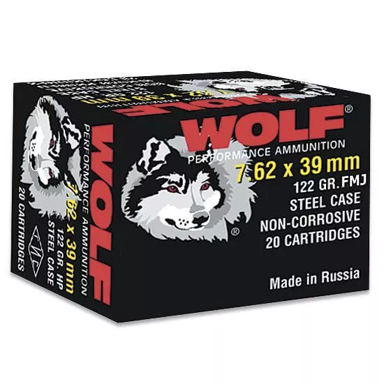 Wolf WPA Polyformance 7.62x39mm 123 gr FMJ 2396 fps 20/ct