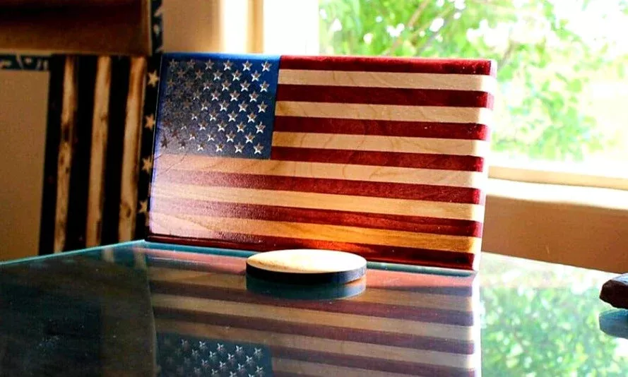 Young Glory Handcrafted Wooden Desktop Flag – Made by U.S. Veterans
