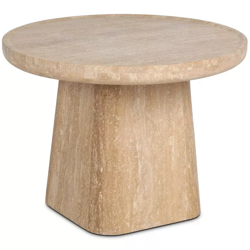 zane end table golden travertine by four hands