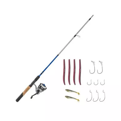Zebco Ready Tackle Bass 30sz 6'6" 2pc Medium Spinning Combo with Strike King Tackle#RTBA30662M.NS3